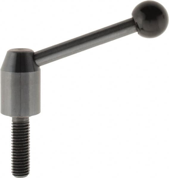 J.W. Winco - M10 x 1.5, 13.5mm Hub Diam, Steel Threaded Stud Adjustable Clamping Handle - 70mm OAL, 33.5mm High - Exact Tooling