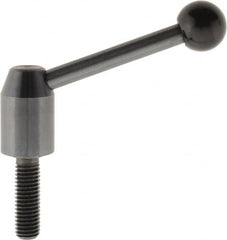 J.W. Winco - M10 x 1.5, 13.5mm Hub Diam, Steel Threaded Stud Adjustable Clamping Handle - 70mm OAL, 33.5mm High - Exact Tooling