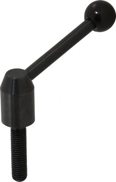 J.W. Winco - M10 x 1.5, 13.5mm Hub Diam, Steel Threaded Stud Adjustable Clamping Handle - 70mm OAL, 33.5mm High - Exact Tooling