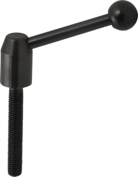 J.W. Winco - M10 x 1.5, 13.5mm Hub Diam, Steel Threaded Stud Adjustable Clamping Handle - 70mm OAL, 33.5mm High - Exact Tooling