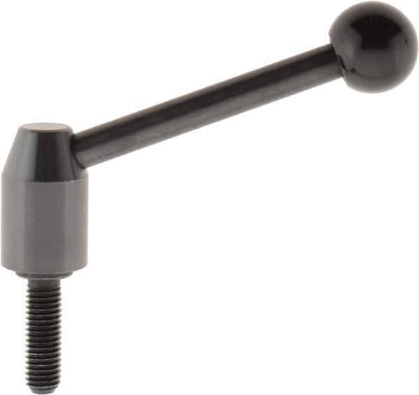 J.W. Winco - M10 x 1.5, 16mm Hub Diam, Steel Threaded Stud Adjustable Clamping Handle - 96mm OAL, 40mm High - Exact Tooling