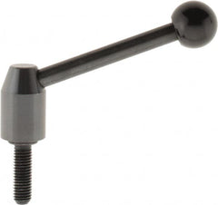 J.W. Winco - M10 x 1.5, 16mm Hub Diam, Steel Threaded Stud Adjustable Clamping Handle - 96mm OAL, 40mm High - Exact Tooling