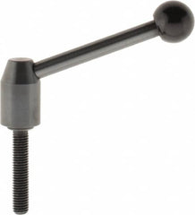 J.W. Winco - M10 x 1.5, 16mm Hub Diam, Steel Threaded Stud Adjustable Clamping Handle - 96mm OAL, 40mm High - Exact Tooling