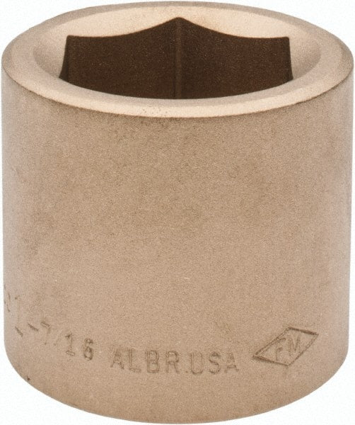 Ampco - 1-7/16", 3/4" Drive, Standard Hand Socket - 6 Points, 2" OAL, Aluminum Bronze - Exact Tooling