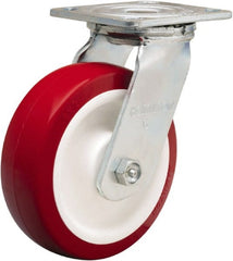 Hamilton - 6" Diam x 2" Wide x 7-1/2" OAH Top Plate Mount Swivel Caster - Polyurethane Mold on Polypropylene, 900 Lb Capacity, Straight Roller Bearing, 4 x 4-1/2" Plate - Exact Tooling