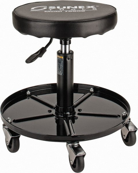 Sunex Tools - 15-1/2 to 20-1/2" High, Adjustable Height Stool - Vinyl Seat, Black - Exact Tooling