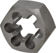 Interstate - M22x2.50 Metric Coarse Thread, 1-5/8" Hex, Right Hand Thread, Hex Rethreading Die - Carbon Steel, 7/8" Thick - Exact Tooling