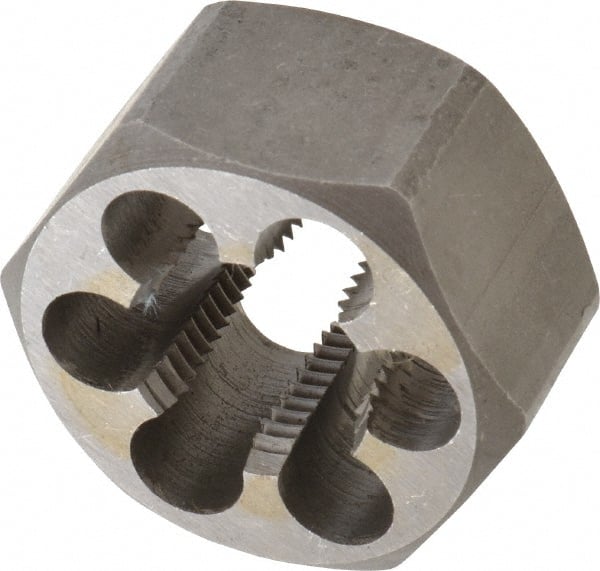 Interstate - M24x2.00 Metric Fine Thread, 1-13/16" Hex, Right Hand Thread, Hex Rethreading Die - Carbon Steel, 1" Thick - Exact Tooling