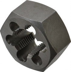 Interstate - M27x2.00 Metric Fine Thread, 2" Hex, Right Hand Thread, Hex Rethreading Die - Carbon Steel, 1" Thick - Exact Tooling