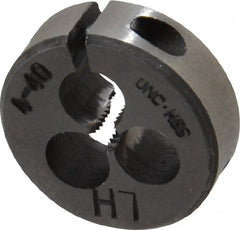 Interstate - #4-40 UNC Thread, 13/16" Outside Diam High Speed Steel Round Die - Left Hand Thread, Adjustable - Exact Tooling