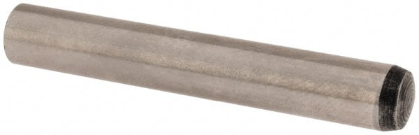 Value Collection - 6mm Diam x 40mm Pin Length Alloy Steel Standard Dowel Pin - C 58-62 Hardness, 13,300 Lb Breaking Strength, 1 Rounded End - Exact Tooling