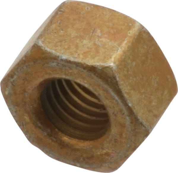 Value Collection - 1/4-28 UNF Steel Right Hand Hex Nut - 7/16" Across Flats, 0.264" High, Zinc Yellow Dichromate Cad & Waxed Finish - Exact Tooling