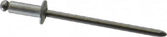 Marson - Button Head Steel Open End Blind Rivet - Steel Mandrel, 0.126" to 0.187" Grip, 1/4" Head Diam, 0.129" to 0.133" Hole Diam, 0.337" Length Under Head, 1/8" Body Diam - Exact Tooling