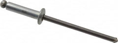 Marson - Button Head Steel Open End Blind Rivet - Steel Mandrel, 0.313" to 3/8" Grip, 1/4" Head Diam, 0.129" to 0.133" Hole Diam, 0.525" Length Under Head, 1/8" Body Diam - Exact Tooling