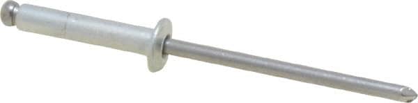Marson - Button Head Steel Open End Blind Rivet - Steel Mandrel, 0.376" to 1/2" Grip, 1/4" Head Diam, 0.129" to 0.133" Hole Diam, 0.65" Length Under Head, 1/8" Body Diam - Exact Tooling