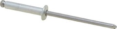 Marson - Button Head Steel Open End Blind Rivet - Steel Mandrel, 0.376" to 1/2" Grip, 1/4" Head Diam, 0.129" to 0.133" Hole Diam, 0.65" Length Under Head, 1/8" Body Diam - Exact Tooling