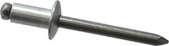 Marson - Button Head Steel Open End Blind Rivet - Steel Mandrel, 0.126" to 1/4" Grip, 1/2" Head Diam, 0.257" to 0.261" Hole Diam, 1/2" Length Under Head, 1/4" Body Diam - Exact Tooling