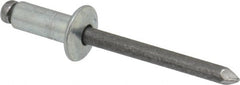 Marson - Button Head Steel Open End Blind Rivet - Steel Mandrel, 0.251" to 3/8" Grip, 1/2" Head Diam, 0.257" to 0.261" Hole Diam, 5/8" Length Under Head, 1/4" Body Diam - Exact Tooling