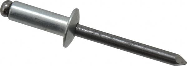 Marson - Button Head Steel Open End Blind Rivet - Steel Mandrel, 0.376" to 1/2" Grip, 1/2" Head Diam, 0.257" to 0.261" Hole Diam, 3/4" Length Under Head, 1/4" Body Diam - Exact Tooling