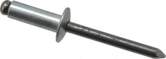 Marson - Button Head Steel Open End Blind Rivet - Steel Mandrel, 0.376" to 1/2" Grip, 1/2" Head Diam, 0.257" to 0.261" Hole Diam, 3/4" Length Under Head, 1/4" Body Diam - Exact Tooling