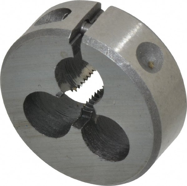 Interstate - #10-32 UNF Thread, 1" Outside Diam High Speed Steel Round Die - Left Hand Thread, Adjustable - Exact Tooling