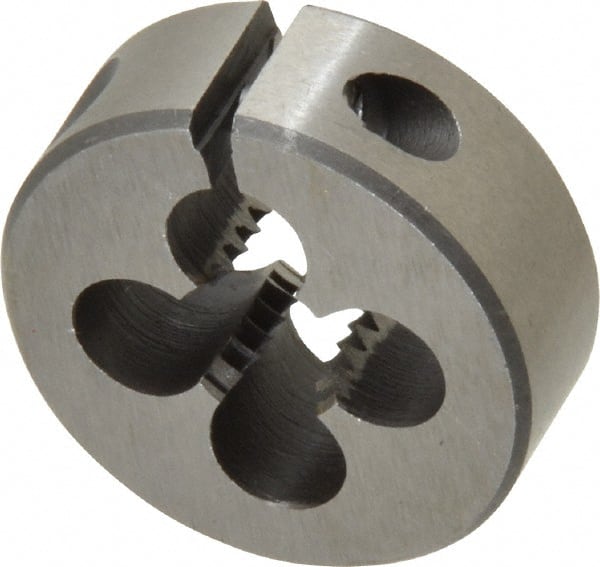 Interstate - 5/16-18 UNC Thread, 1" Outside Diam High Speed Steel Round Die - Left Hand Thread, Adjustable - Exact Tooling