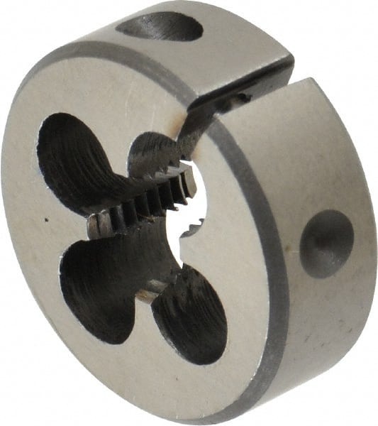 Interstate - 5/16-24 UNF Thread, 1" Outside Diam High Speed Steel Round Die - Left Hand Thread, Adjustable - Exact Tooling