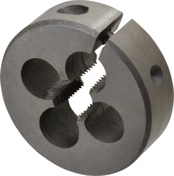 Interstate - 3/8-24 UNF Thread, 1-1/2" Outside Diam High Speed Steel Round Die - Left Hand Thread, Adjustable - Exact Tooling