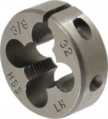 Interstate - 3/8-32 UNEF Thread, 1" Outside Diam High Speed Steel Round Die - Left Hand Thread, Adjustable - Exact Tooling