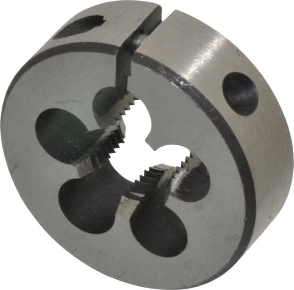 Interstate - 1/2-20 UNF Thread, 1-1/2" Outside Diam High Speed Steel Round Die - Left Hand Thread, Adjustable - Exact Tooling