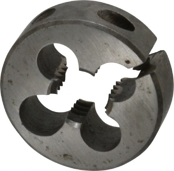 Interstate - 9/16-12 UNC Thread, 1-1/2" Outside Diam High Speed Steel Round Die - Left Hand Thread, Adjustable - Exact Tooling