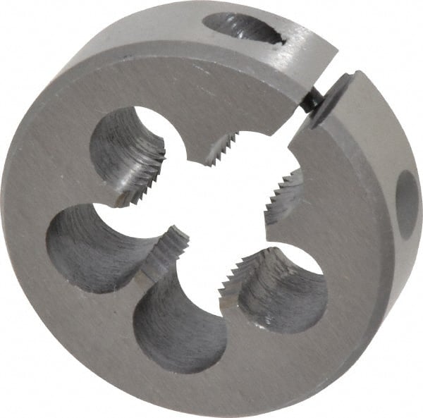 Interstate - 9/16-18 UNF Thread, 1-1/2" Outside Diam High Speed Steel Round Die - Left Hand Thread, Adjustable - Exact Tooling