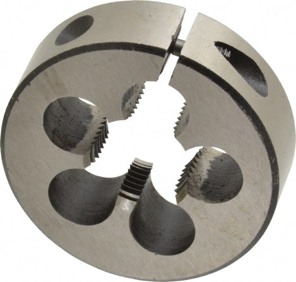 Interstate - 3/4-16 UNF Thread, 2" Outside Diam High Speed Steel Round Die - Left Hand Thread, Adjustable - Exact Tooling