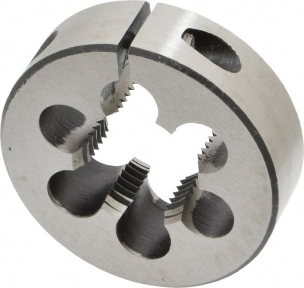 Interstate - 7/8-14 UNF Thread, 2" Outside Diam High Speed Steel Round Die - Left Hand Thread, Adjustable - Exact Tooling