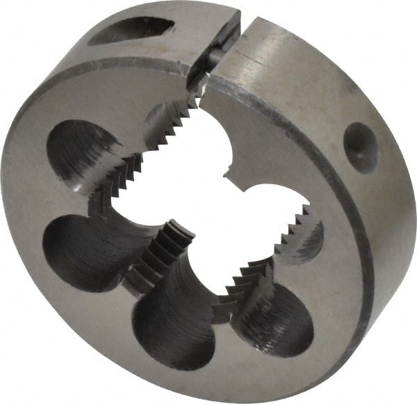 Interstate - 1-12 UNF Thread, 2" Outside Diam High Speed Steel Round Die - Left Hand Thread, Adjustable - Exact Tooling