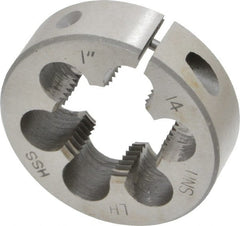 Interstate - 1-14 UNS Thread, 2" Outside Diam High Speed Steel Round Die - Left Hand Thread, Adjustable - Exact Tooling