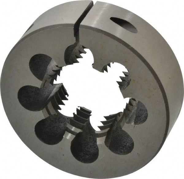 Interstate - 1-1/2 - 6 UNC Thread, 3" Outside Diam High Speed Steel Round Die - Left Hand Thread, Adjustable - Exact Tooling