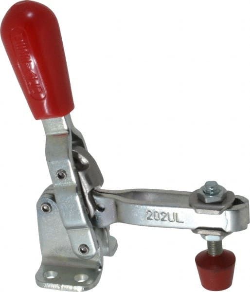 De-Sta-Co - 200 Lb Holding Capacity, Vertical Handle, Manual Hold Down Toggle Clamp - 65° Handle Movement, 105° Bar Opening, U-Bar, Flanged Base, Electro-Plated Zinc, Carbon Steel - Exact Tooling