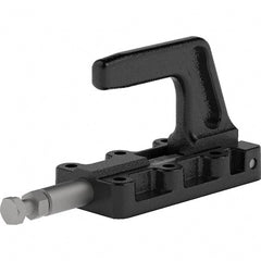 De-Sta-Co - 1,100 Lb Load Capacity, Flanged Base, Carbon Steel, Standard Straight Line Action Clamp - 6 Mounting Holes, 0.26" Mounting Hole Diam, 0.55" Plunger Diam, Straight Handle - Exact Tooling