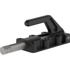 De-Sta-Co - 1,650 Lb Load Capacity, Flanged Base, Carbon Steel, Standard Straight Line Action Clamp - 6 Mounting Holes, 0.33" Mounting Hole Diam, 3/4" Plunger Diam, Straight Handle - Exact Tooling