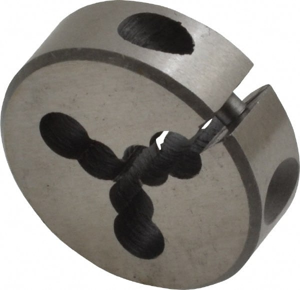 Interstate - M1.2x0.25 Metric Coarse Thread, 13/16" Outside Diam High Speed Steel Round Die - Right Hand Thread, Adjustable - Exact Tooling