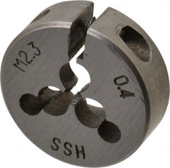 Interstate - M2.3x0.40 Metric Coarse Thread, 13/16" Outside Diam High Speed Steel Round Die - Right Hand Thread, Adjustable - Exact Tooling