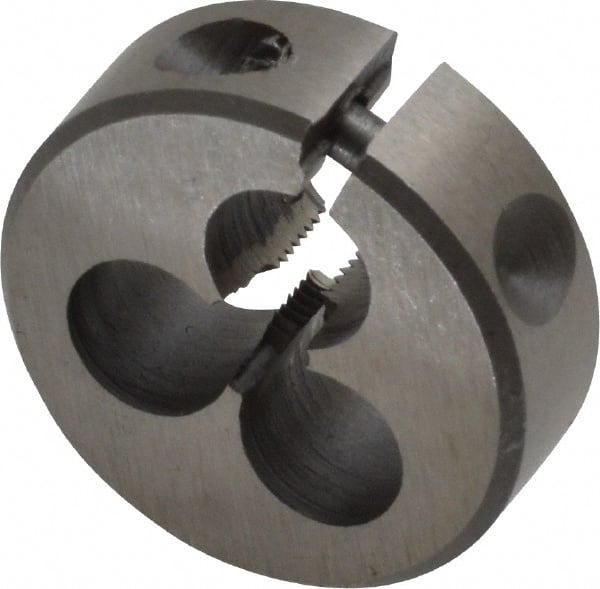 Interstate - M3x0.50 Metric Coarse Thread, 13/16" Outside Diam High Speed Steel Round Die - Right Hand Thread, Adjustable - Exact Tooling