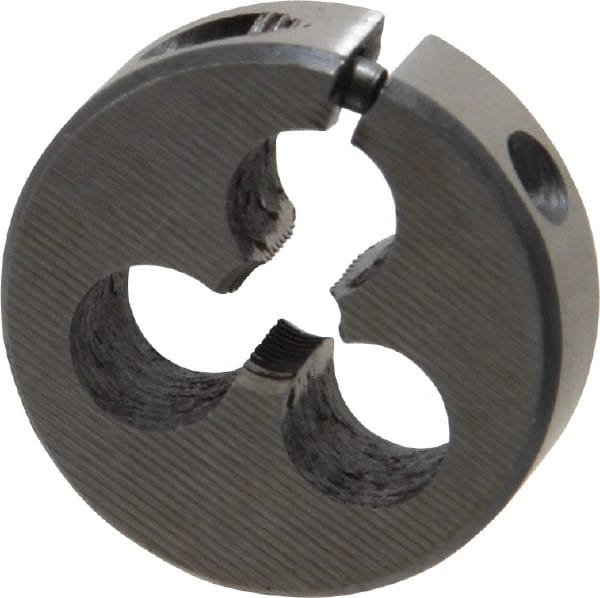 Interstate - M4.5x0.50 Metric Fine Thread, 13/16" Outside Diam High Speed Steel Round Die - Right Hand Thread, Adjustable - Exact Tooling