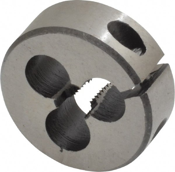 Interstate - M5x0.80 Metric Coarse Thread, 1" Outside Diam High Speed Steel Round Die - Right Hand Thread, Adjustable - Exact Tooling