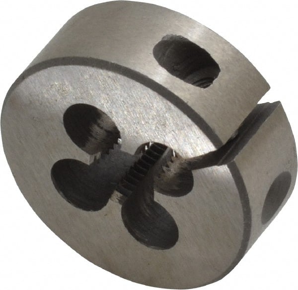 Interstate - M6x0.75 Metric Fine Thread, 1" Outside Diam High Speed Steel Round Die - Right Hand Thread, Adjustable - Exact Tooling