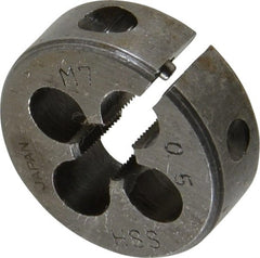 Interstate - M7x0.50 Metric Fine Thread, 1" Outside Diam High Speed Steel Round Die - Right Hand Thread, Adjustable - Exact Tooling