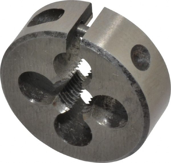 Interstate - M7x0.75 Metric Fine Thread, 1" Outside Diam High Speed Steel Round Die - Right Hand Thread, Adjustable - Exact Tooling