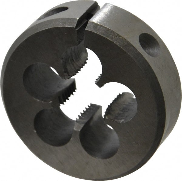 Interstate - M12x1.25 Metric Fine Thread, 1-1/2" Outside Diam High Speed Steel Round Die - Right Hand Thread, Adjustable - Exact Tooling