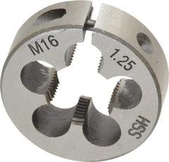 Interstate - M16x1.25 Metric Special Thread, 1-1/2" Outside Diam High Speed Steel Round Die - Right Hand Thread, Adjustable - Exact Tooling